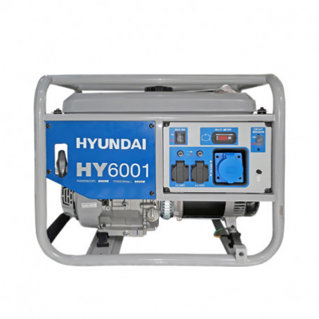 HYUNDAI HY6001 Generator de curent monofazat,putere 15 CP, 6,6 kW ,rezervor 25 l,capacitate baie ulei 1,1 l,AVR,cod HY6001