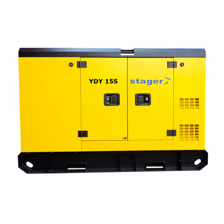YDY15S Stager Generator de curent insonorizat 10 kVA , silent 1500rpm , diesel , monofazat Conector ATS, Optional ATS, Baterie, Display  Digital.  Date tehnice:  Putere nominala (kVA)    13. Putere maxima (kVA)    14. Tensiune nominala (AC) (V)    23