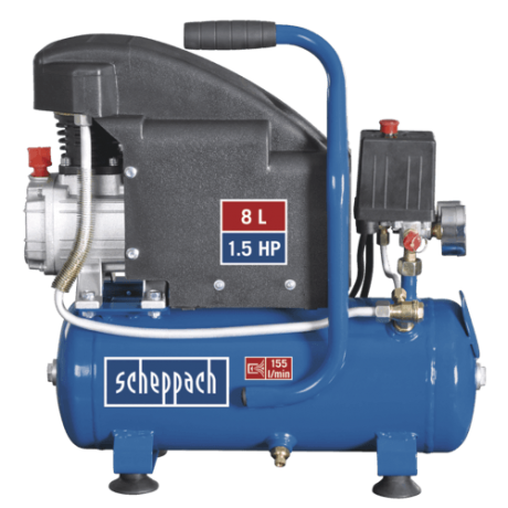 HC 08 Scheppach  Compresor semi-profesional , putere motor 1.1 kW , debit de aspiratie 155 l/min