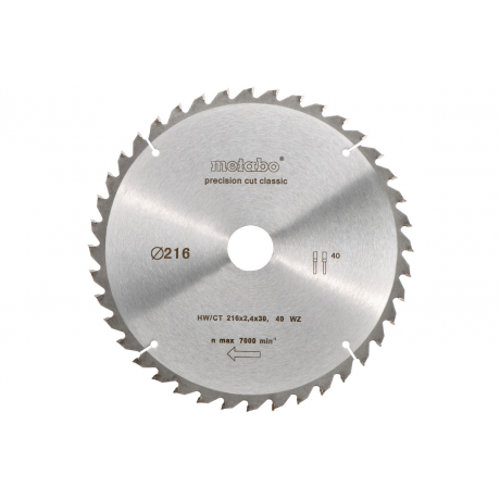 Disc Circular Metabo Precision Cut  HW/CT 216x30x40 dinti cod 62806000